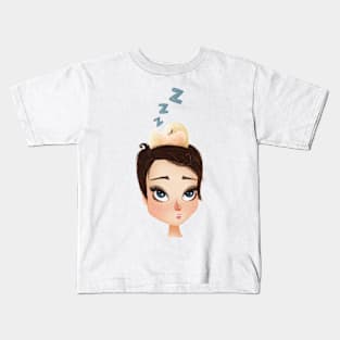 Napping Birdie on a Pixie Kids T-Shirt